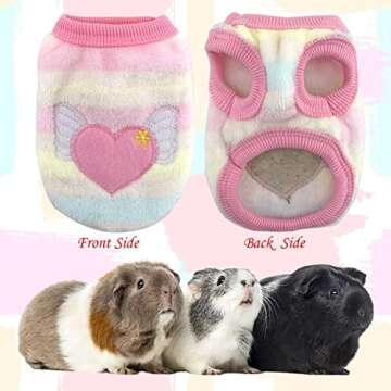 CooShou 4 Pieces Bunny Clothes for Rabbits- Small Animal Guinea Pig Warm Vest Clothes Costume Soft T-Shirt for Kitten Ferret Chihuahua Puppy Mini Dog and Small Animals XXS