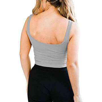 Womens Girls Y2K Stitching Crop Tank Tops Fashion Patchwork Lettuce Trim Tee Top E-Girl Ribbed Knit Shirt Streetwear