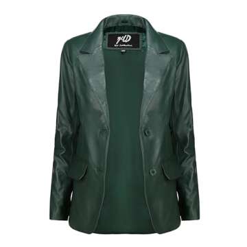 Jild Classic 2-Button Lambskin Leather Blazer - Timeless Elegance for Women