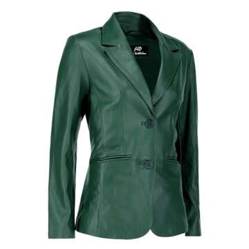 Jild Classic 2-Button Lambskin Leather Blazer for Women