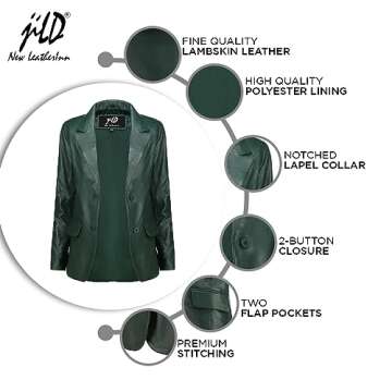 Jild Classic 2-Button Lambskin Leather Blazer for Women