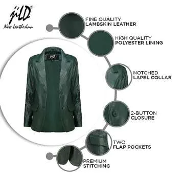 Jild Classic 2-Button Lambskin Leather Blazer for Women