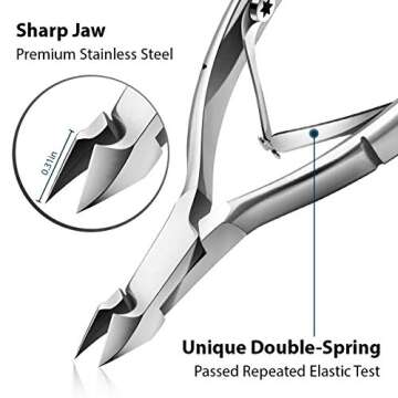 Cuticle Trimmer with Cuticle Pusher, Easkep Cuticle Remover Cuticle Nipper Professional Stainless Steel Cuticle Cutter Clipper Durable Pedicure Manicure Tools for Fingernails and Toenails (Silver)