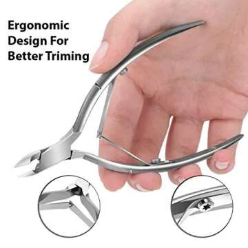 Cuticle Trimmer with Cuticle Pusher, Easkep Cuticle Remover Cuticle Nipper Professional Stainless Steel Cuticle Cutter Clipper Durable Pedicure Manicure Tools for Fingernails and Toenails (Silver)