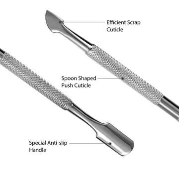 Cuticle Trimmer with Cuticle Pusher, Easkep Cuticle Remover Cuticle Nipper Professional Stainless Steel Cuticle Cutter Clipper Durable Pedicure Manicure Tools for Fingernails and Toenails (Silver)