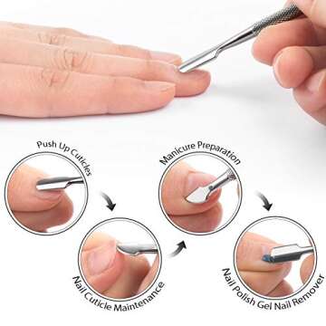 Cuticle Trimmer with Cuticle Pusher, Easkep Cuticle Remover Cuticle Nipper Professional Stainless Steel Cuticle Cutter Clipper Durable Pedicure Manicure Tools for Fingernails and Toenails (Silver)