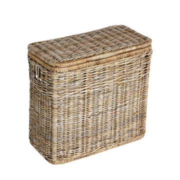 Stylish 3-Compartment Wicker Laundry Hamper by The Basket Lady