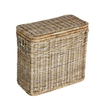 Stylish 3-Compartment Wicker Laundry Hamper by The Basket Lady