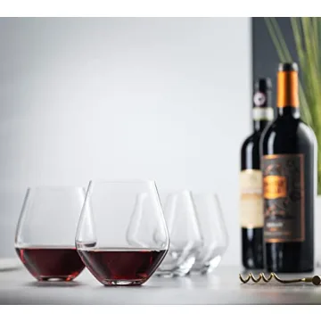 Godinger Stemless Wine Glasses Set - 17oz Elegant Design