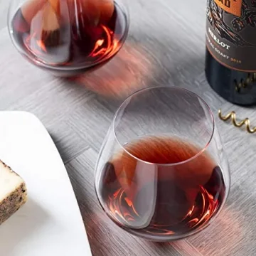 Godinger Stemless Wine Glasses Set - 17oz Elegant Design