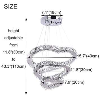 Elegant Winretro 3 Ring Heart Crystal Chandelier