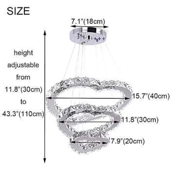 Elegant Winretro 3 Ring Heart Crystal Chandelier