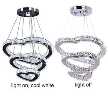 Elegant Winretro 3 Ring Heart Crystal Chandelier