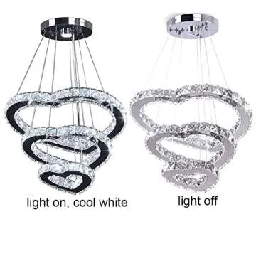Elegant Winretro 3 Ring Heart Crystal Chandelier