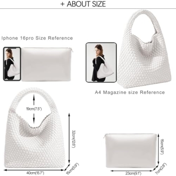 Women Vegan Leather Hand-Woven Tote Bag - Chic Style & Functionality