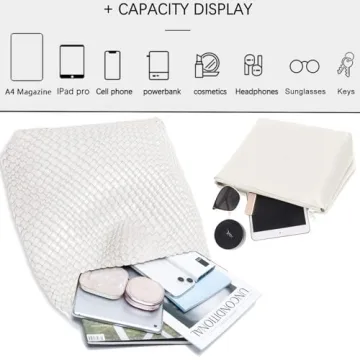 Women Vegan Leather Hand-Woven Tote Bag - Chic Style & Functionality