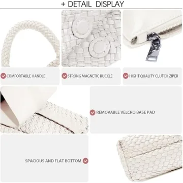 Women Vegan Leather Hand-Woven Tote Bag - Chic Style & Functionality