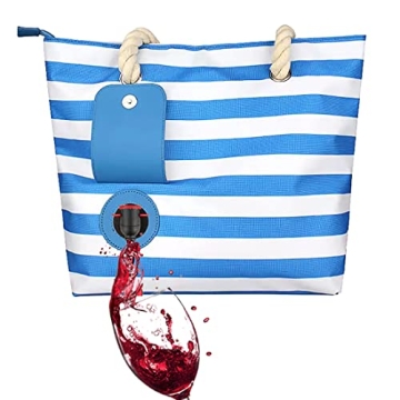 Famolay Beach Wine Tote Bag - Insulated Leakproof Carrier for 2 Bottles