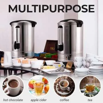 Zulay Commercial Coffee Maker - 100 Cup Coffee Percolator With Double-Wall Stainless Steel & Twist-Lock Lid - Quick Brewing Coffee Urn With Keep-Warm Mode For Events & Catering - Silver