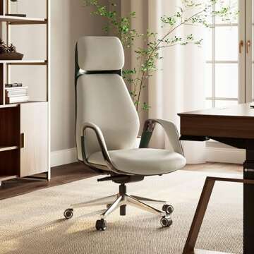 EUREKA ERGONOMIC Executive Office Chair Genuine Leather Office Chair, Modern Office Chair Home Offic...