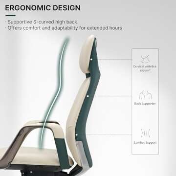 EUREKA ERGONOMIC Executive Office Chair Genuine Leather Office Chair, Modern Office Chair Home Office Desk Chairs with Wheels, Luxury Office Chair High Back Office Chair with Arms & Aluminum Base