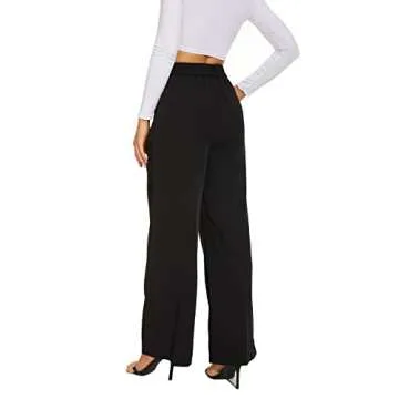FUNYYZO Women's Stylish High Elastic Waisted Wide Leg Pants