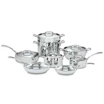 Cuisinart FCT-13 13-Piece Cookware Set - Silver Classic Tri-Ply for Professional Cooking