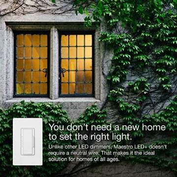 Lutron Maestro LED+ Dimmer Switch for Dimmable LED, Halogen and Incandescent Bulbs, 150W/Single-Pole or Multi-Location, MACL-153M-WH, White