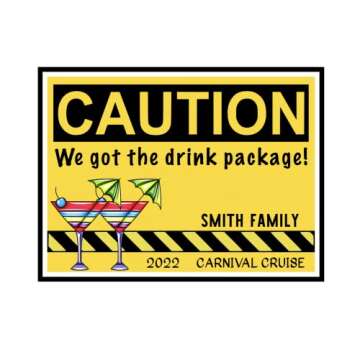 Large Caution Sign Magnet for Cruise Cabin Door - Drink Package Alert