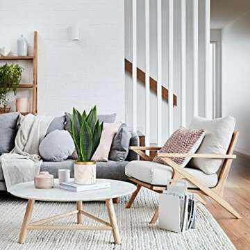 Briful Fake Snake Plant 16" Faux Potted Plant Artificial Snake Plant with White Ceramic Pot Sansevie...