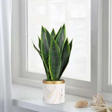 Briful Faux Snake Plant 16in Stunning Indoor Decor