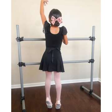 Stelle Ballet Leotards for Girls Long Sleeve Dance Dress Outfit Combo with Skirt and Tights (Toddler/Little Kid/Big Kid)(Black-Ruffle Sleeve, 110)