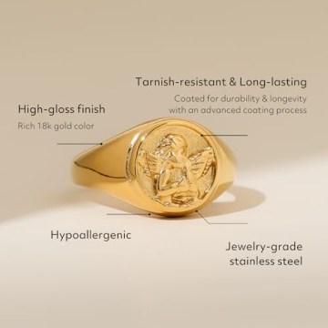 BENIQUE Tarnish-Resistant Gold Silver Signet Ring