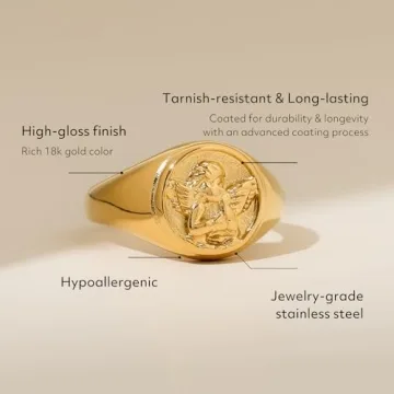 BENIQUE Tarnish-Resistant Gold Silver Signet Ring
