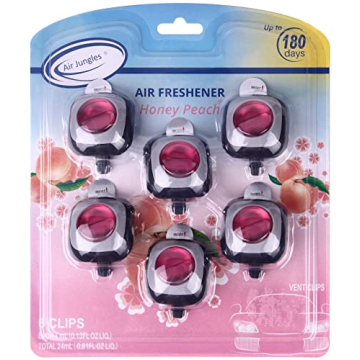 Air Jungles Honey Peach Scent Car Air Freshener Clip - 6 Vent Clips, 4ml Each, Long Lasting, Up to 1...