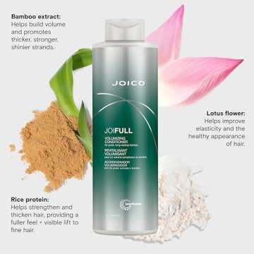 Joico JoiFULL Volumizing Conditioner | For Fine, Thin Hair | Add Instant Body | Long-Lasting Fullness | For Thicker Bouncier Hair | Boost Shine | With Lotus Flower & Bamboo Extract | 33.8 Fl Oz