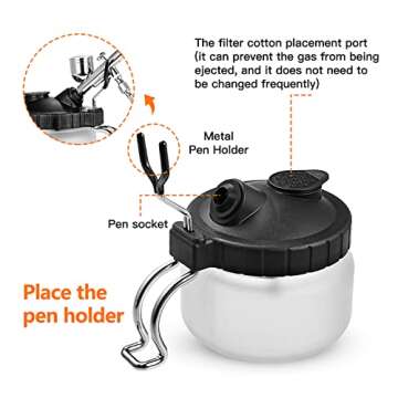 JOYABEST Multi-Purpose AirbrushCleaning Pot Airbrush Washing Tool, Spray Gun CleanerAir BrushGlassJar with Holder Station