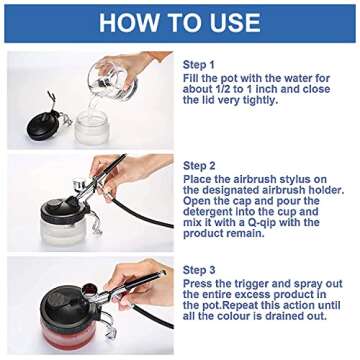 JOYABEST Multi-Purpose AirbrushCleaning Pot Airbrush Washing Tool, Spray Gun CleanerAir BrushGlassJar with Holder Station