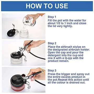 JOYABEST Multi-Purpose AirbrushCleaning Pot Airbrush Washing Tool, Spray Gun CleanerAir BrushGlassJar with Holder Station