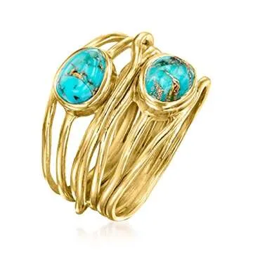 Ross-Simons Turquoise Highway Ring in Gold Over Sterling