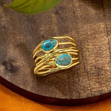 Ross-Simons Turquoise Highway Ring in Gold Over Sterling
