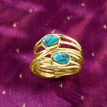 Ross-Simons Turquoise Highway Ring in Gold Over Sterling