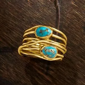 Ross-Simons Turquoise Highway Ring in Gold Over Sterling