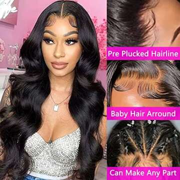 Atilck Lace Front Wigs Pre Plucked Body Wave 13x4 HD Transparent Lace Frontal Wigs 150% Denisty Glue...