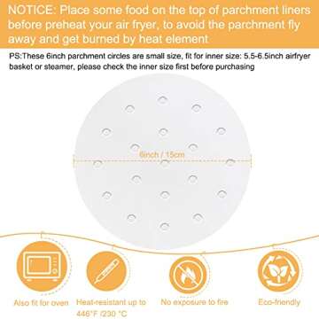 Air Fryer Parchment Paper Set, 100 Count, Perfect for Air Fryers & Steamers