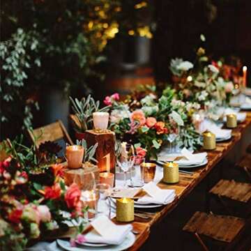 LOGUIDE Gold Flameless Votive Candles,Battery Operated Gold Glitter LED Tea Light Candles for Party,...