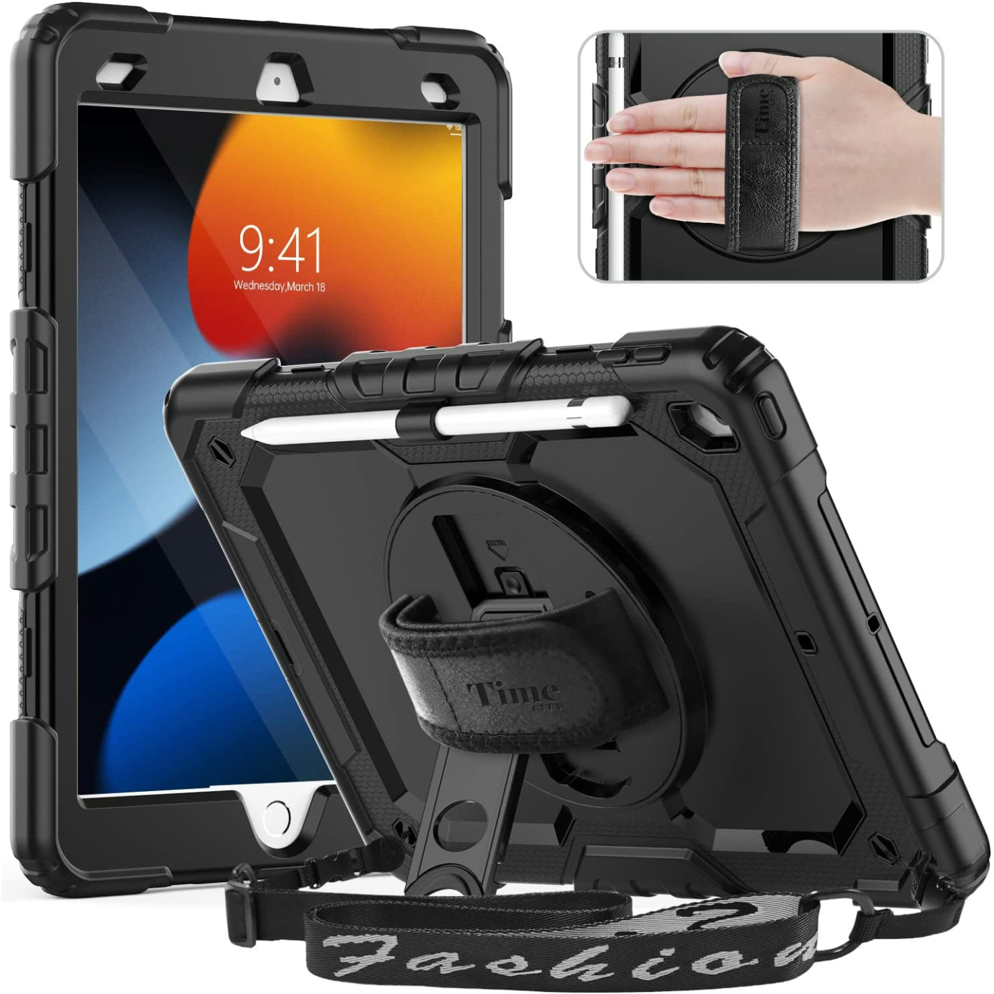 Heavy Duty iPad Case with Strap and Kickstand