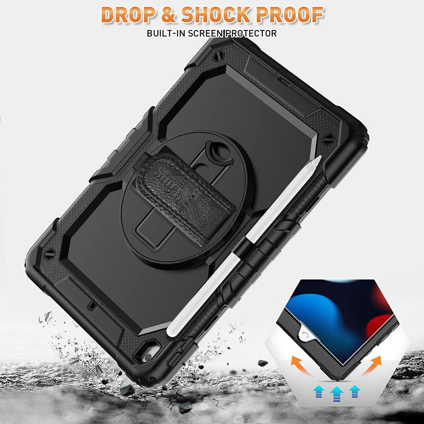 Heavy Duty iPad Case with Strap and Kickstand