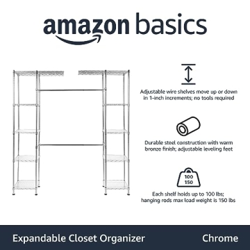 Amazon Basics Expandable Adjustable Metal Storage Organizer