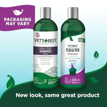 Vet's Best Flea & Tick Shampoo for Cats - Premium Flea and Tick Treatment for Cats - Plant-Based Ingredients - Certified Natural Oils - 12 oz